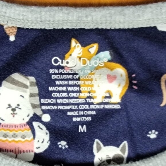 Cuddl Duds Holiday Dogs Print 2 Pc Navy Pajama Set With Pockets - M - Picture 11 of 12